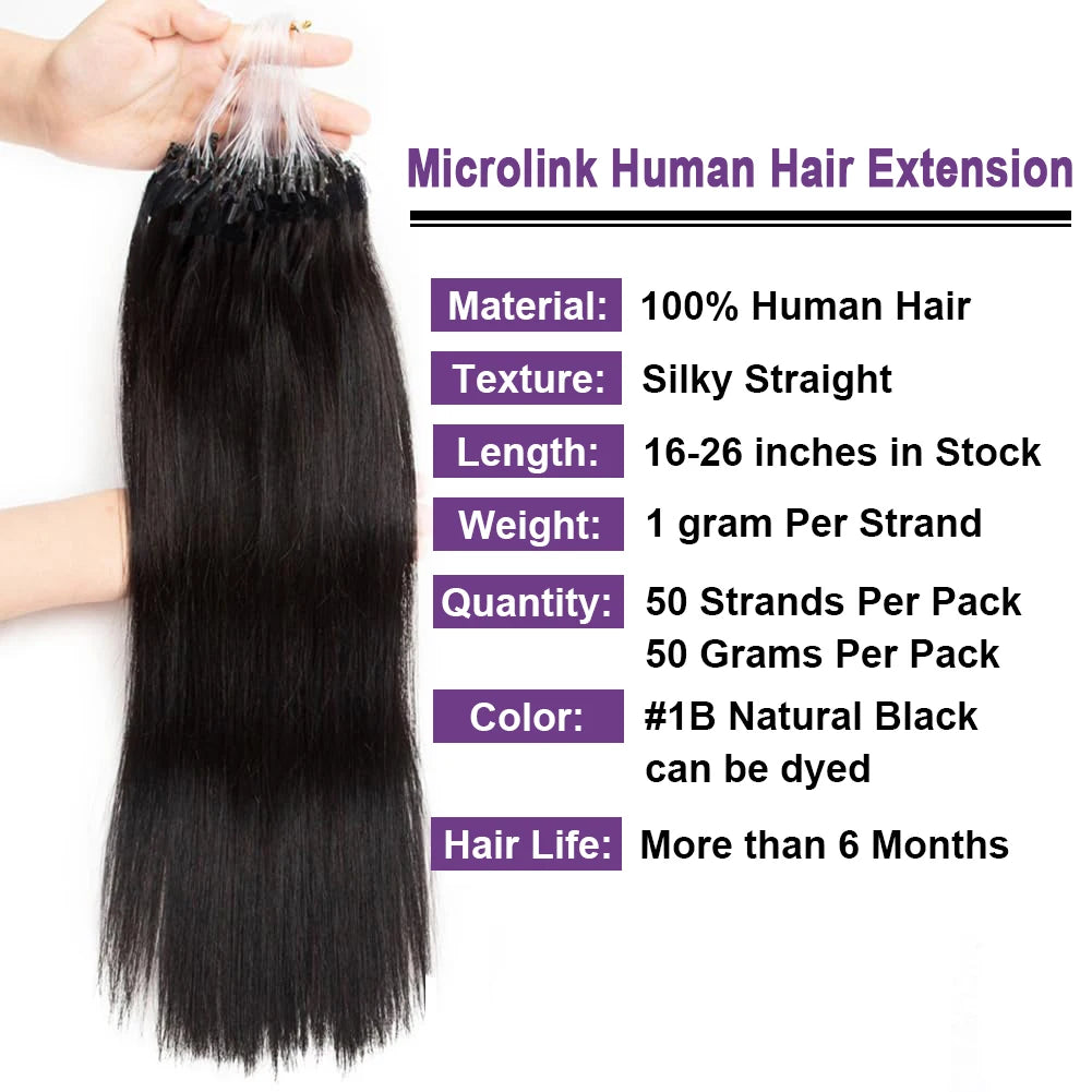 Straight Micro Link Hair Extensions Human Hair I Tips Micro Bead Hair Extensions Natural Black Micro Loop Human Hair Extensions