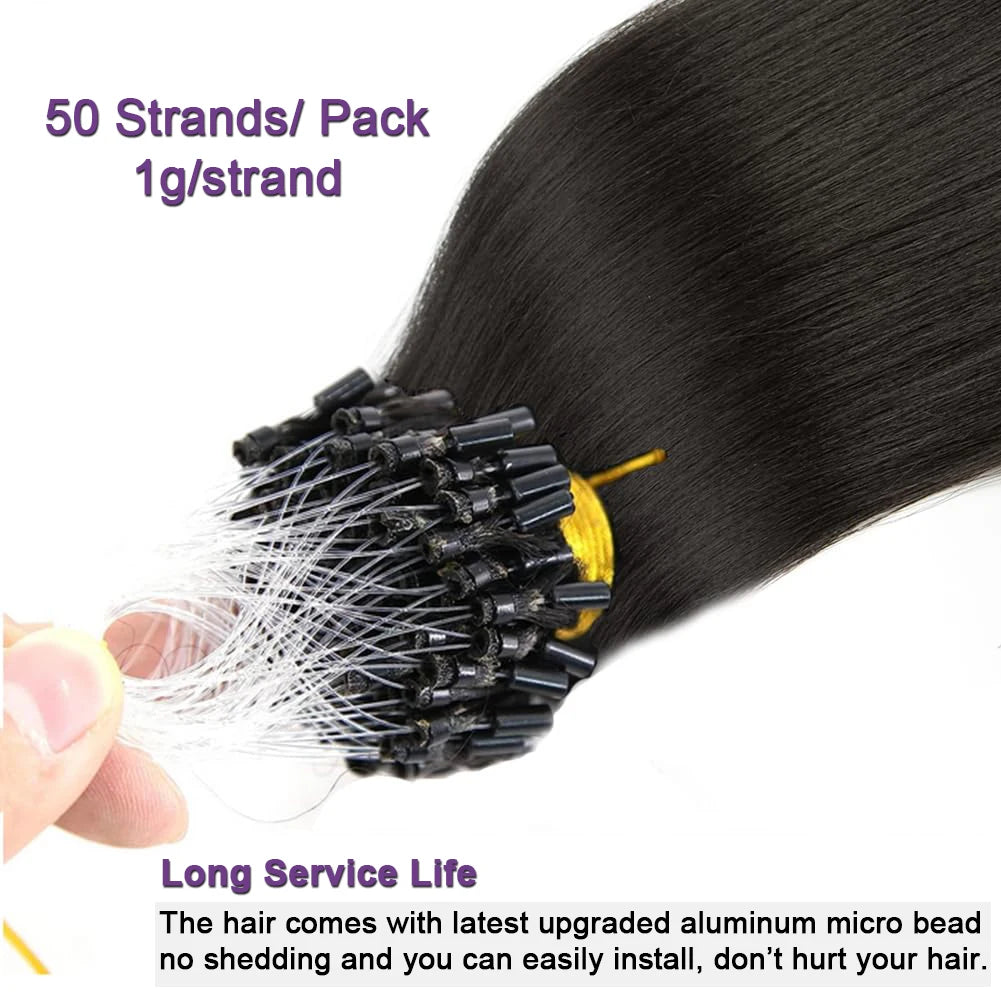 Straight Micro Link Hair Extensions Human Hair I Tips Micro Bead Hair Extensions Natural Black Micro Loop Human Hair Extensions