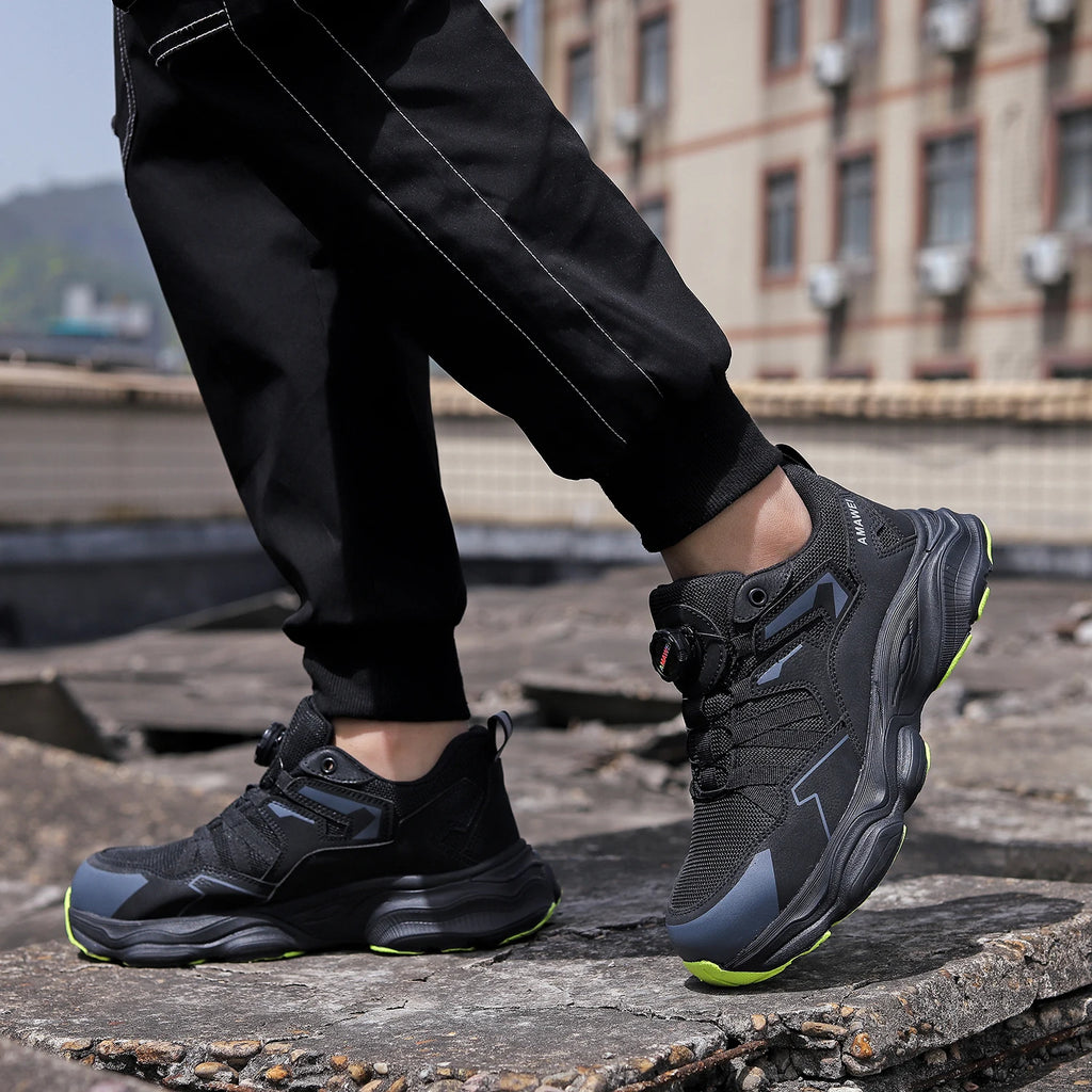 Steel Toe Safety Shoes Men, Anti-Puncture Anti-Smash Non Slip Industrial Work Boots, Lightweight CE New Work Safety Shoes