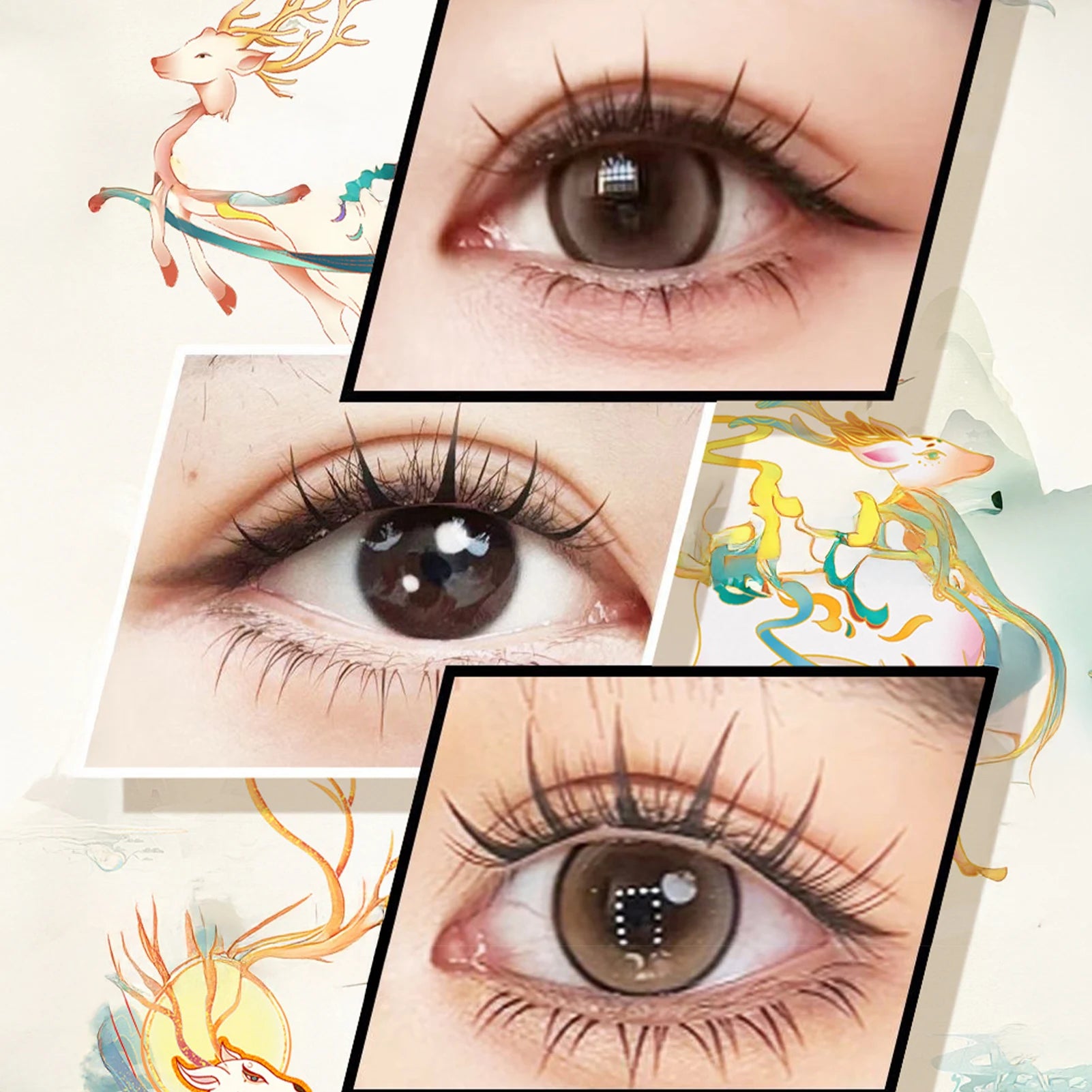 Natural Cosplay False Eyelashes No Glue Need Eyelash Clusters False Eyelashes for Eye-Lifting Effect DIY Makeup Use Makeup Tools