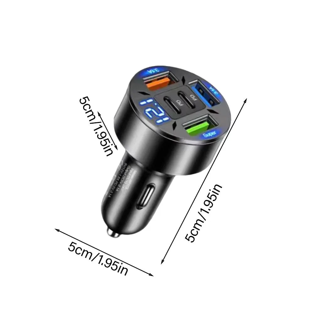 250W 5 Ports Car Charger Fast Charging PD QC3.0 USB C Car Phone Charger Type C Adapter In Car For IPhone
