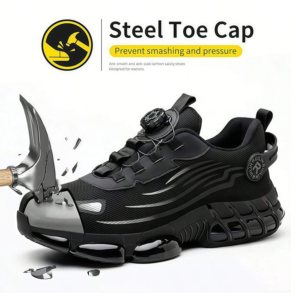 Indestructible Steel Toe Work Shoes for Men Women Rotating Button Safety Shoes Lightweight Construction Work Safety Shoes